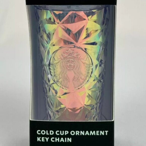 Starbucks Holiday Diamond Iridescent Cold Cup Christmas Ornament Keychain - Picture 2 of 10
